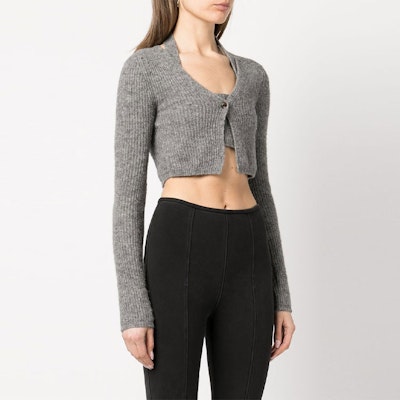 (W) 亚历山大王 SS22 灰色条纹层叠短款针织上衣 女款 4KC3221021-030 Purchase (W) 亚历山大王 SS22 灰色条纹层叠短款针织上衣 女款 4KC3221021-030