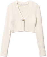 (Women) Alexander Wang SS22 Ribbed V-Neck Cropped Knit Long Sleeve Top Women’s White 4KC2223018-104 (Women) Alexander Wang SS22 Ribbed V-Neck Cropped Knit Long Sleeve Top Women’s White 4KC2223018-104