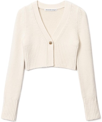 (W) 알렉산더 왕 SS22 골지 브이넥 크롭 니트 긴팔 여성 상의 화이트 4KC2223018-104 Order (W) 알렉산더 왕 SS22 골지 브이넥 크롭 니트 긴팔 여성 상의 화이트 4KC2223018-104