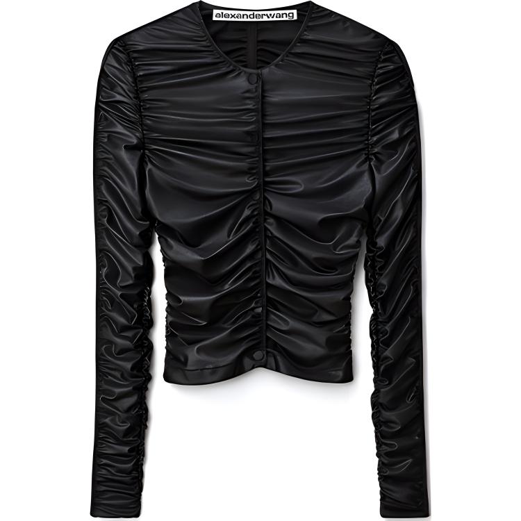(Women) Alexander Wang SS22 Ruched Knit Cardigan Jacket Black 1CC1222348-001