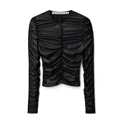 (Women) Alexander Wang SS22 Ruched Knit Cardigan Jacket Black 1CC1222348-001