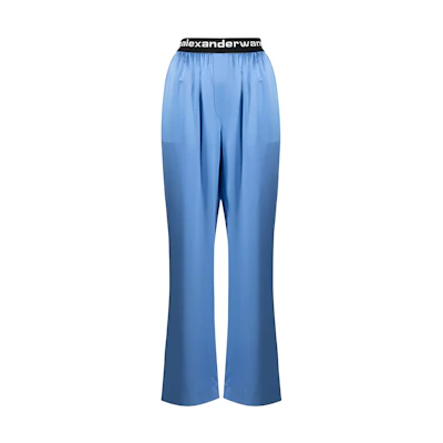 (Women) Alexander Wang SS22 Satin Logo Waistband Pants Blue 4WC2214076-437