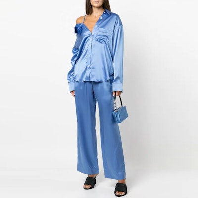 (W) アレキサンダーワン SS22 サテンロゴウエストバンドパンツ ブルー 4WC2214076-437 Lookbook (W) アレキサンダーワン SS22 サテンロゴウエストバンドパンツ ブルー 4WC2214076-437