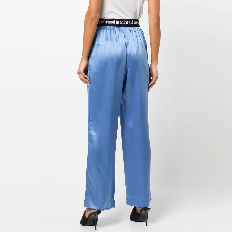 Shop (W) アレキサンダーワン SS22 サテンロゴウエストバンドパンツ ブルー 4WC2214076-437
