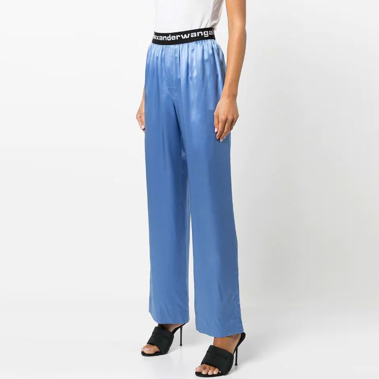 Purchase (W) アレキサンダーワン SS22 サテンロゴウエストバンドパンツ ブルー 4WC2214076-437