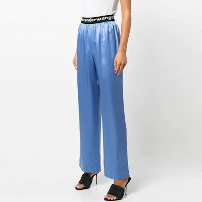 (W) アレキサンダーワン SS22 サテンロゴウエストバンドパンツ ブルー 4WC2214076-437 Purchase (W) アレキサンダーワン SS22 サテンロゴウエストバンドパンツ ブルー 4WC2214076-437