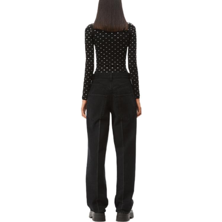 Shop (W) 亚历山大王SS22女士黑色修身波点高领长袖上衣 1KC3221051-001