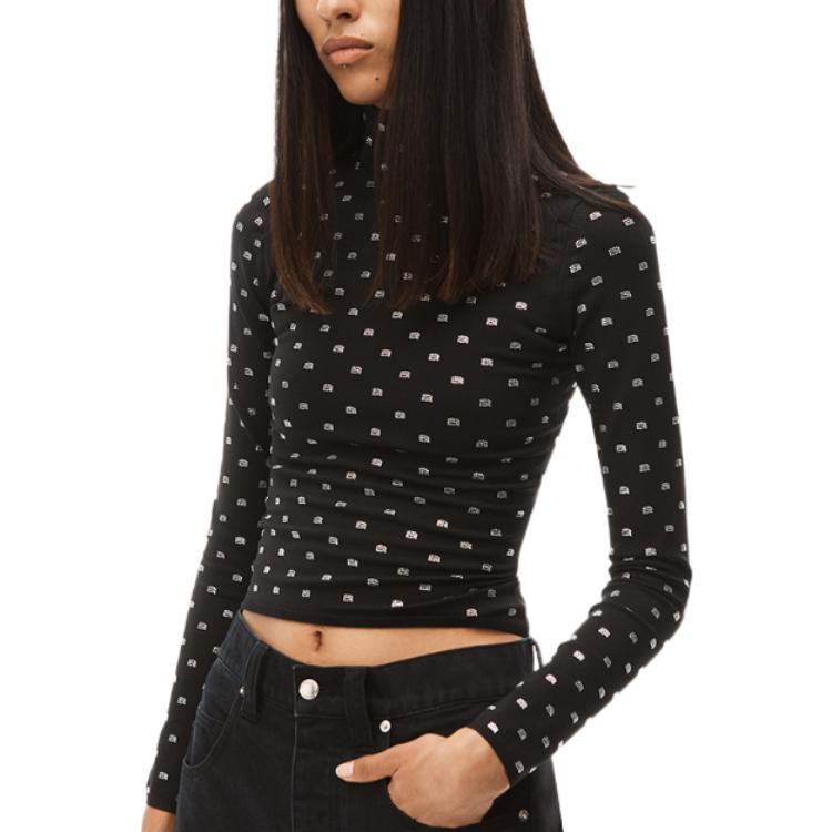 Purchase (W) 亚历山大王SS22女士黑色修身波点高领长袖上衣 1KC3221051-001