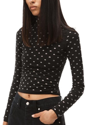 (W) 亚历山大王SS22女士黑色修身波点高领长袖上衣 1KC3221051-001 Purchase (W) 亚历山大王SS22女士黑色修身波点高领长袖上衣 1KC3221051-001