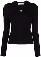 Order (Women) Alexander Wang SS22 Solid Color Logo Patch Long Sleeve Tee Black 4KC1221011-001
