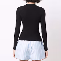 Shop (Women) Alexander Wang SS22 Solid Color Logo Patch Long Sleeve Tee Black 4KC1221011-001