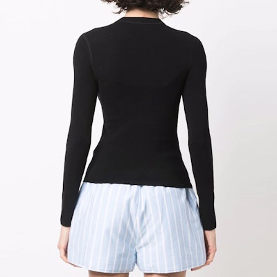 (W) Alexander Wang SS22 Camiseta Manga Larga Negra con Parche de Logo 4KC1221011-001 Shop (W) Alexander Wang SS22 Camiseta Manga Larga Negra con Parche de Logo 4KC1221011-001