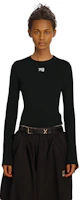 Cheap (Women) Alexander Wang SS22 Solid Color Logo Patch Long Sleeve Tee Black 4KC1221011-001