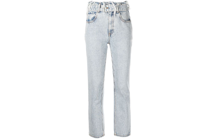 Order (Women) Alexander Wang SS22 Straight-Leg Distressed Jeans in Bleached Pebble Wash 4DC2224132-270