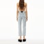 Shop (Women) Alexander Wang SS22 Straight-Leg Distressed Jeans in Bleached Pebble Wash 4DC2224132-270