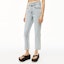 Purchase (Women) Alexander Wang SS22 Straight-Leg Distressed Jeans in Bleached Pebble Wash 4DC2224132-270