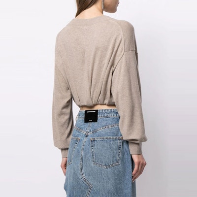 (Women) Alexander Wang SS22 V-Neck Ruched Long-Sleeve Cashmere Sweater Khaki 1KC2201006-271 Shop (Women) Alexander Wang SS22 V-Neck Ruched Long-Sleeve Cashmere Sweater Khaki 1KC2201006-271