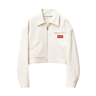(Women) Alexander Wang SS22 Vintage White Denim Bomber Jacket. 1WC1222345-120