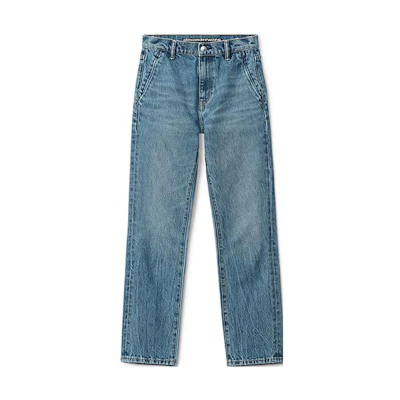 (Women) Alexander Wang SS22 Washed High-Waist Straight-Leg Jeans Women Blue 4DC3224138-473