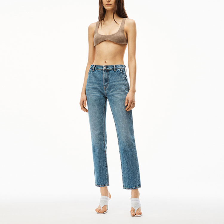 Lookbook (W) アレキサンダー ワン SS22 ウォッシュ ハイウエスト ストレートジーンズ レディース ブルー 4DC3224138-473