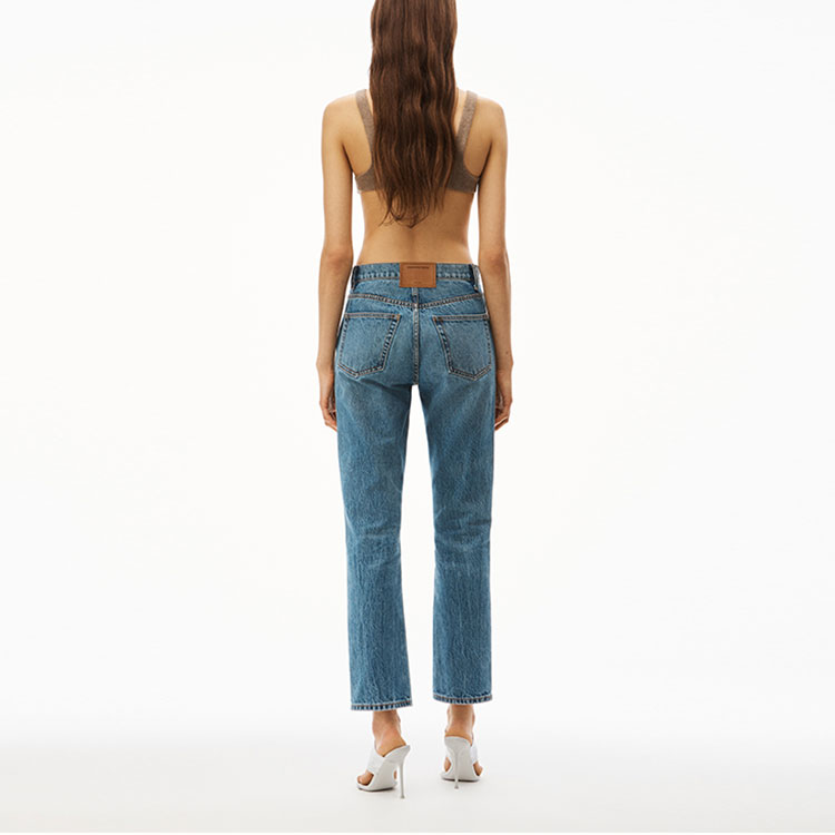 Shop (W) アレキサンダー ワン SS22 ウォッシュ ハイウエスト ストレートジーンズ レディース ブルー 4DC3224138-473