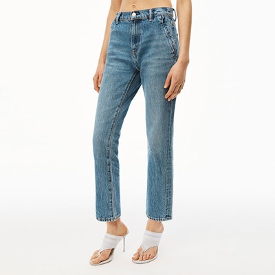 (W) アレキサンダー ワン SS22 ウォッシュ ハイウエスト ストレートジーンズ レディース ブルー 4DC3224138-473 Purchase (W) アレキサンダー ワン SS22 ウォッシュ ハイウエスト ストレートジーンズ レディース ブルー 4DC3224138-473