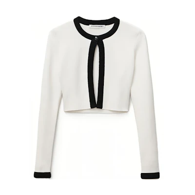 (Women) Alexander Wang SS22 White Chenille Logo Jacquard Knit Sweater 4KC1223013-971