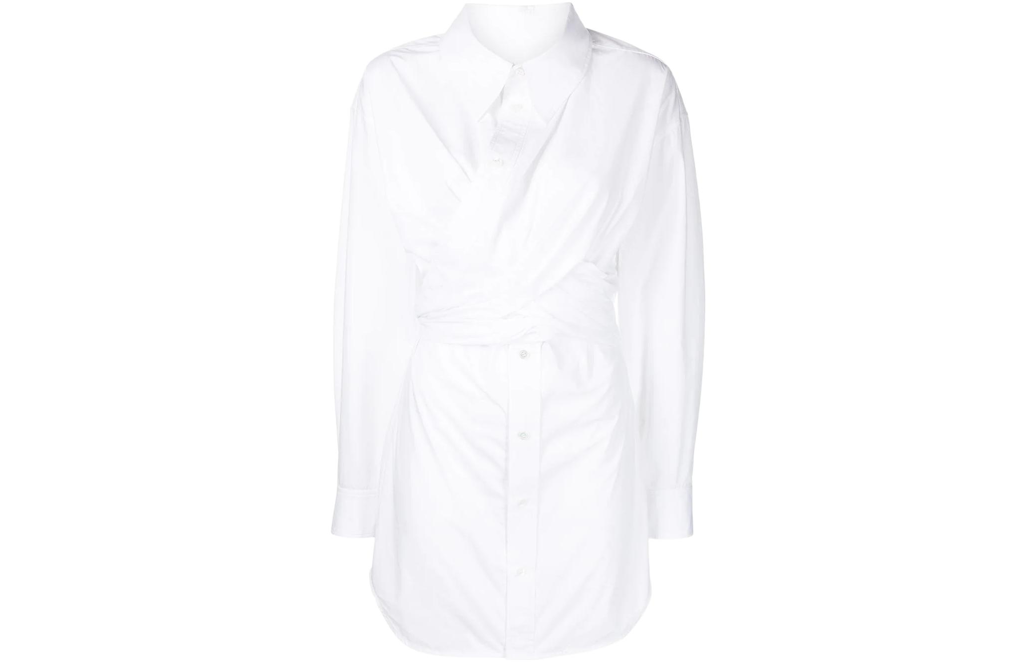 Order (W) Alexander Wang SS22 Gaun Mini Lengan Panjang Putih Wanita 4WC2226175-100