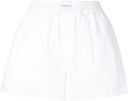(Women) Alexander Wang SS22 White Logo Patch Elastic Waist Straight Shorts 4WC2224327-100 (Women) Alexander Wang SS22 White Logo Patch Elastic Waist Straight Shorts 4WC2224327-100