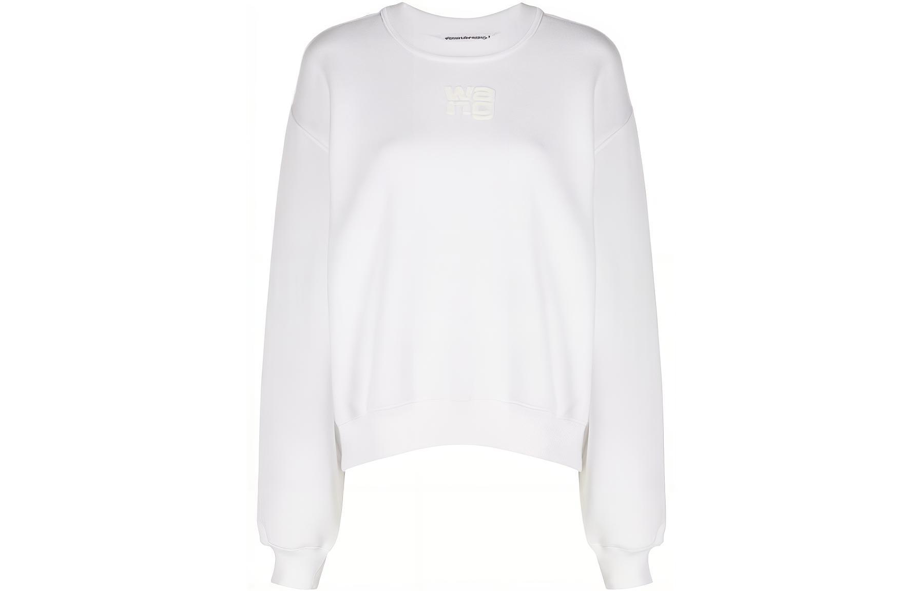 (Women) Alexander Wang SS22 White Logo Print Crewneck Long Sleeve Sweatshirt Women 4CC32-2136-0100
