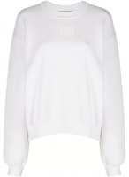 (Women) Alexander Wang SS22 White Logo Print Crewneck Long Sleeve Sweatshirt Women 4CC32-2136-0100 (Women) Alexander Wang SS22 White Logo Print Crewneck Long Sleeve Sweatshirt Women 4CC32-2136-0100