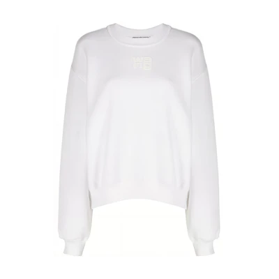 (Women) Alexander Wang SS22 White Logo Print Crewneck Long Sleeve Sweatshirt Women 4CC32-2136-0100