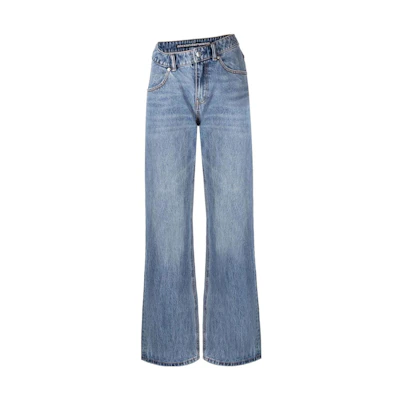 (Women) Alexander Wang SS23 Asymmetric Flared Denim Jeans Light Blue 4DC2234548-486