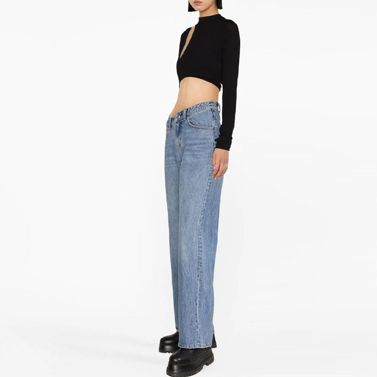 Sizing (Women) Alexander Wang SS23  Asymmetric Flared Denim Jeans Light Blue 4DC2234548-486