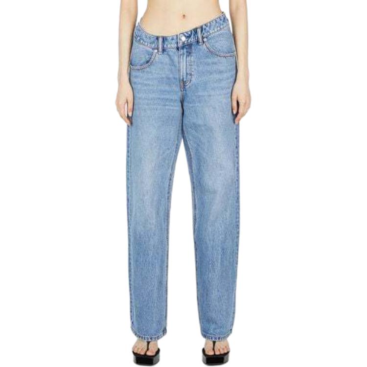 Cheap (Women) Alexander Wang SS23  Asymmetric Flared Denim Jeans Light Blue 4DC2234548-486
