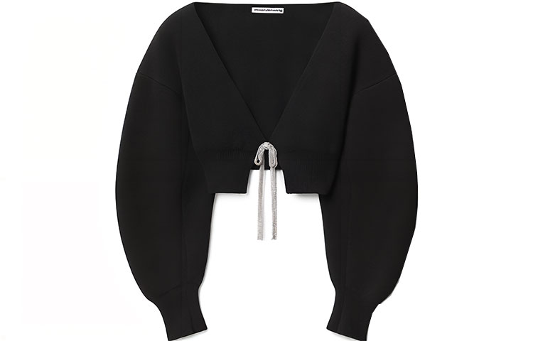 (Women) Alexander Wang SS23  Black Cropped Knit Top Pullover Sweater. 1KC1233062001
