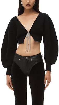 (Women) Alexander Wang SS23 Black Cropped Knit Top Pullover Sweater. 1KC1233062001 Purchase (Women) Alexander Wang SS23 Black Cropped Knit Top Pullover Sweater. 1KC1233062001