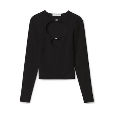 (Women) Alexander Wang SS23 Black Knitted Pullover Crewneck Sweater. 4KC1231036-001