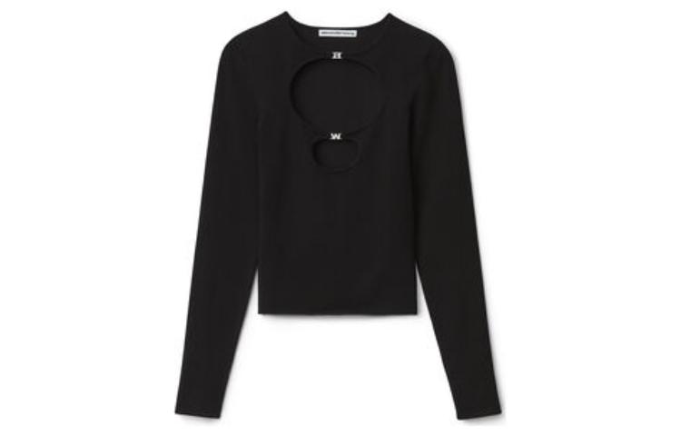 Order (Women) Alexander Wang SS23  Black Knitted Pullover Crewneck Sweater. 4KC1231036-001