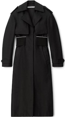 (W) 亚历山大王SS23黑色中长款拼接腰带风衣 1WC1233221-001 Buy (W) 亚历山大王SS23黑色中长款拼接腰带风衣 1WC1233221-001