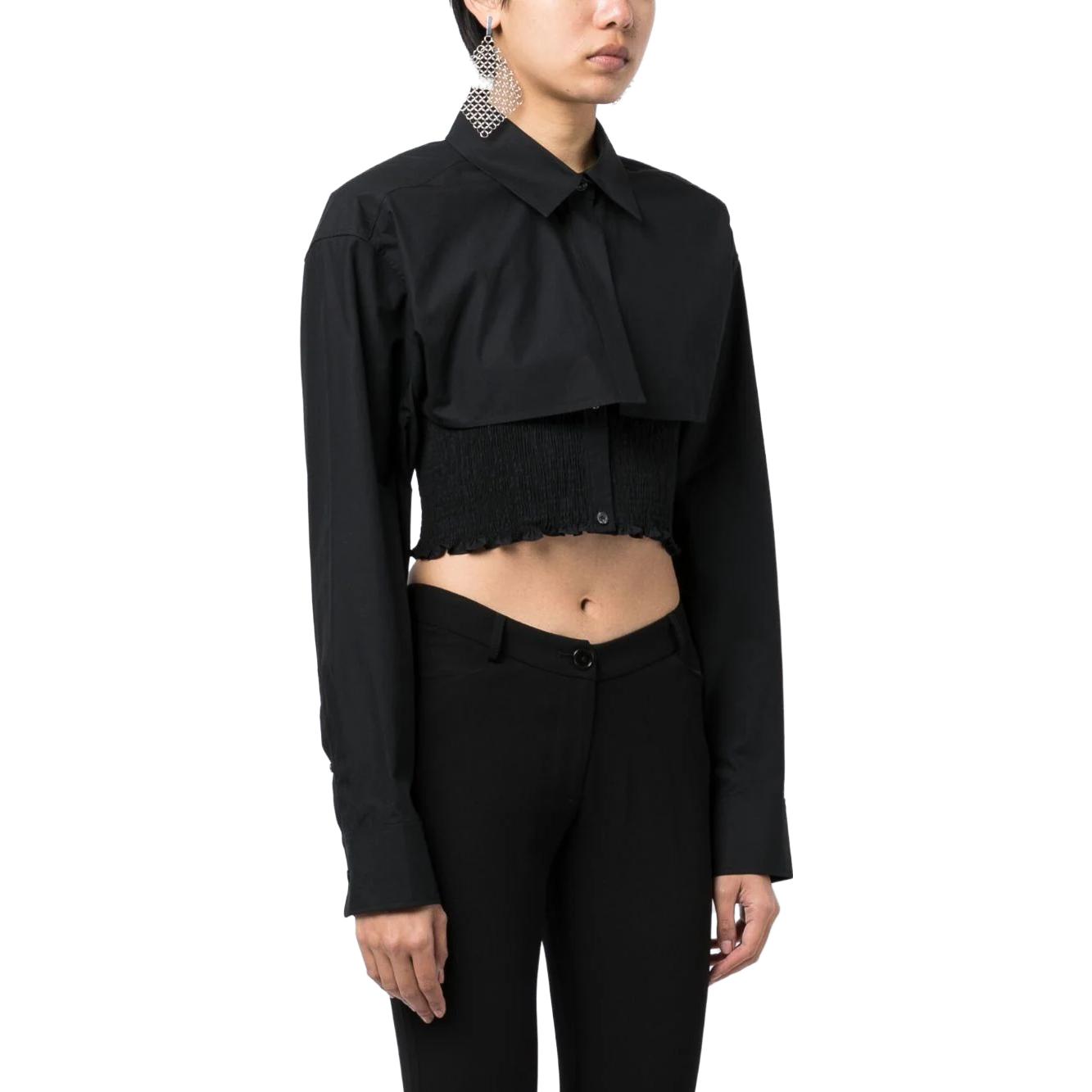 Shop (W) アレキサンダー ワン SS23 ブラック ソリッド 長袖 ポインテッドカラー シャツ 4WC3231407001