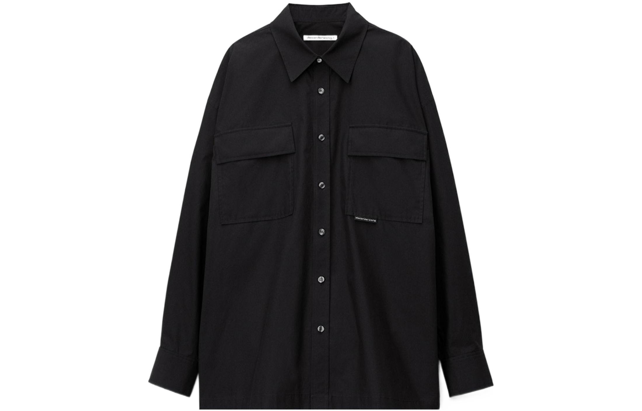 Order (Women) Alexander Wang SS23  Black Solid Single-Breasted Long Sleeve Shirt. 4WC2231391-001