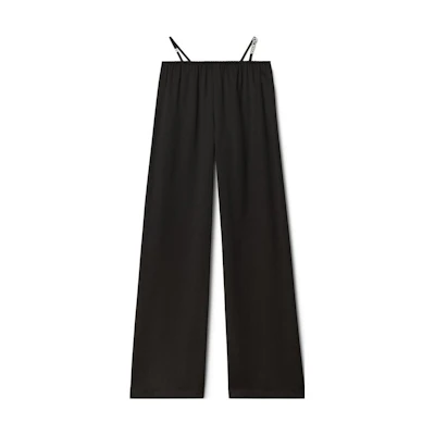 (Women) Alexander Wang SS23 Black Wide-Leg Pants with Waist Strap - Casual Datewear 4WC1234370-001