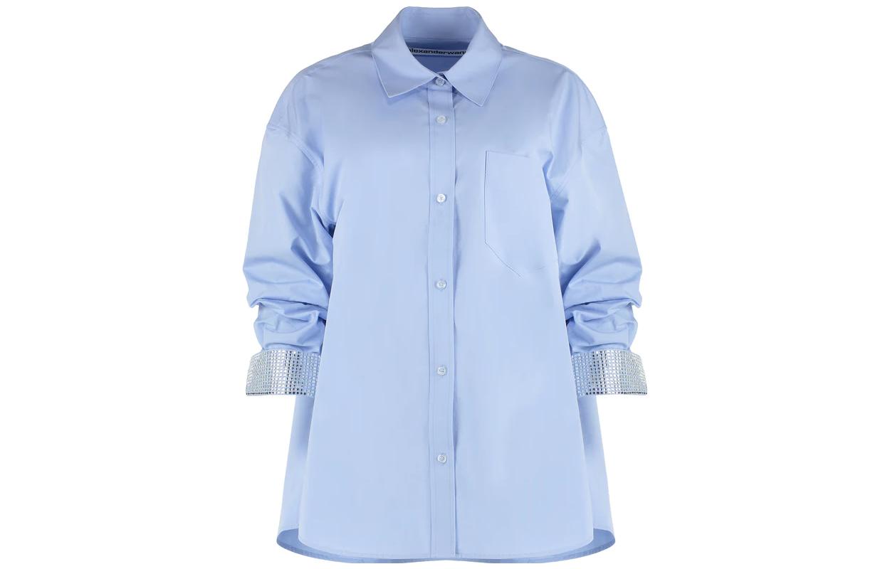 (Women) Alexander Wang SS23  Blue Long Sleeve Button-Up Shirt 1WC1231778-450