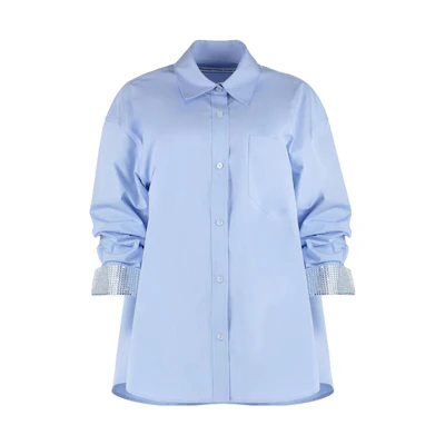 (Women) Alexander Wang SS23 Blue Long Sleeve Button-Up Shirt 1WC1231778-450