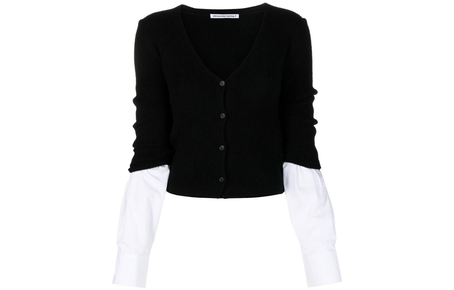 Order (Women) Alexander Wang SS23  Colorblock V-Neck Knit Cardigan Black 4KC1233011-951