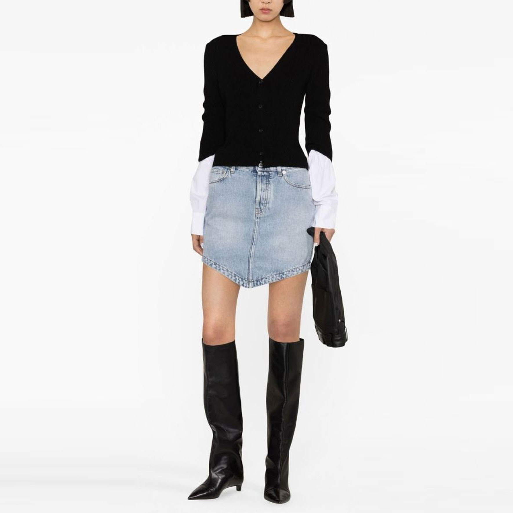 Lookbook (Women) Alexander Wang SS23  Colorblock V-Neck Knit Cardigan Black 4KC1233011-951