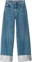 (Women) Alexander Wang SS23 Crystal Cuffed Wide-Leg Jeans in Dark Blue Denim. 4DC2234505-401 (Women) Alexander Wang SS23 Crystal Cuffed Wide-Leg Jeans in Dark Blue Denim. 4DC2234505-401