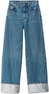 (W) Alexander Wang SS23 Jeans Kaki Lebar Kristal Biru Gelap Denim. 4DC2234505-401 Order (W) Alexander Wang SS23 Jeans Kaki Lebar Kristal Biru Gelap Denim. 4DC2234505-401