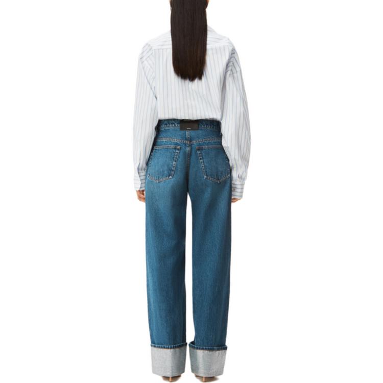 Shop (W) Alexander Wang SS23 Jeans Kaki Lebar Kristal Biru Gelap Denim. 4DC2234505-401